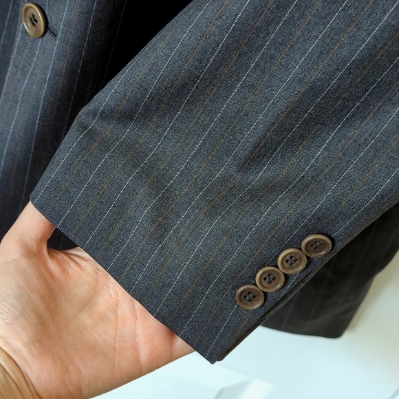 Brooks Brothers Preppy Classic Fit Pinstriped Wool Blazer Jacket Dark Gray 46/41 - Picture 14 of 16